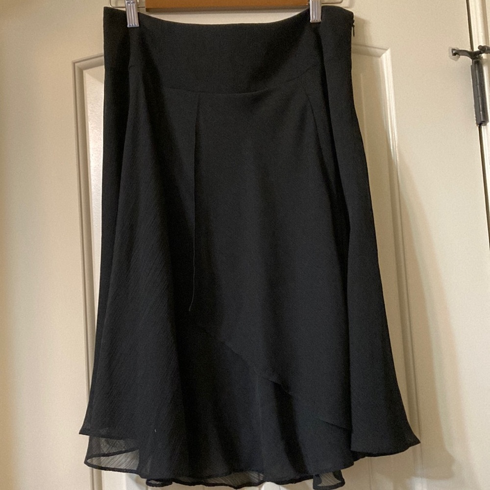 Sunny Leigh Black Asymmetrical Midi A-Line Skirt